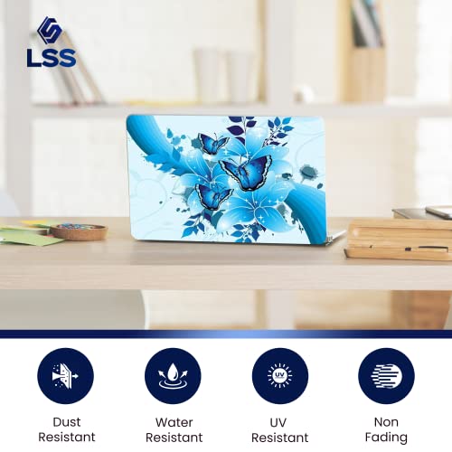Image of LSS Laptop 17-17.3 inch Skin Cover with Colorful Sparkaling Blue Butterfly Pattern for HP Dell Lenovo Apple Asus Acer Compaq - Fits 16.5 inch 17 inch 17.3 inch 18.4 inch 19 inch (2 Wrist Pads Free)