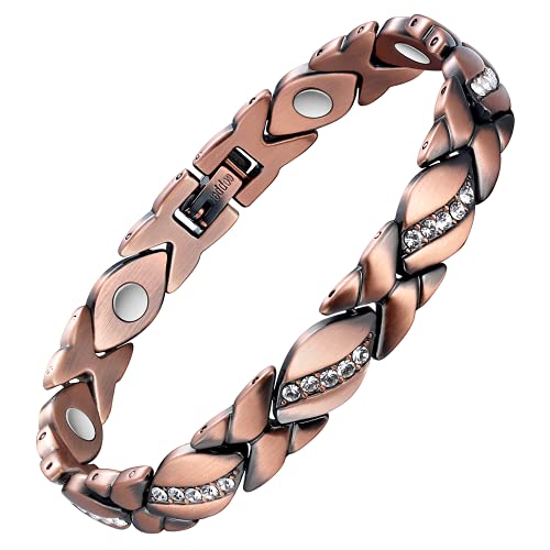 Jecanori Magnetic Copper Bracelets for Women,Crystal Bracelets for Women with 3500 Gauss Magnets,99.9% Pure Copper Bracelets,Christmas Jewelry Gift with Adjust Tool