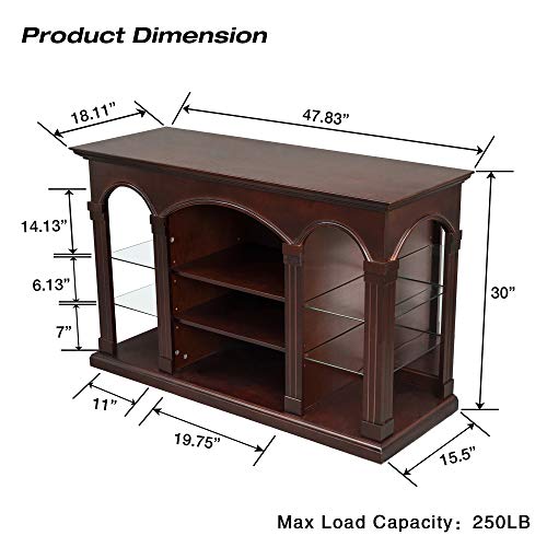 CHADIOR TV Stand for Up to 55\" Entertainment Center for Flat Screen with Tempered Glass Storage Shelves for Living Room, Walnut - Thumbnail 3