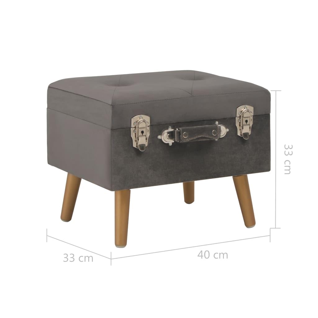 Taburete con espacio de almacenamiento, 3 unidades, terciopelo gris, patas de madera maciza, taburete grande y pequeño con compartimento, cofre versátil para pasillo, dormitorio, pasillo