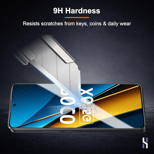 Image of Tempered Glass for Poco X6 | Poco X6 Pro (6.67 Inch) Military Grade 9H Screen Guard, Anti-Scratch, Shatterproof, Edge-to-Edge Full Coverage - Black Border