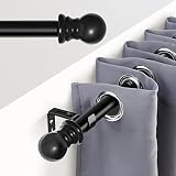 Curtain Rod for windows,1-Inch Adjustable Single Curtain Rods for Windows 25 to 38-Inch,Includes 2 M