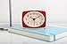 Kikkerland Small Retro Classic Vintage Style Ticking Quartz Movement Analog Alarm Clock, Glow in The Dark Hands, for Bedroom, Office, Home Decor, Battery Operated, in Red