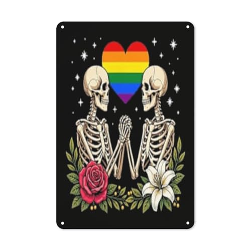 LGBT Tarot Skeleton Gay Pride LGBTQ Equal Rights (2 Sided) Retro Metal Sign Farmhouse Sign Wall Plaque for Bedroom Garden Yard 8×12 Inches