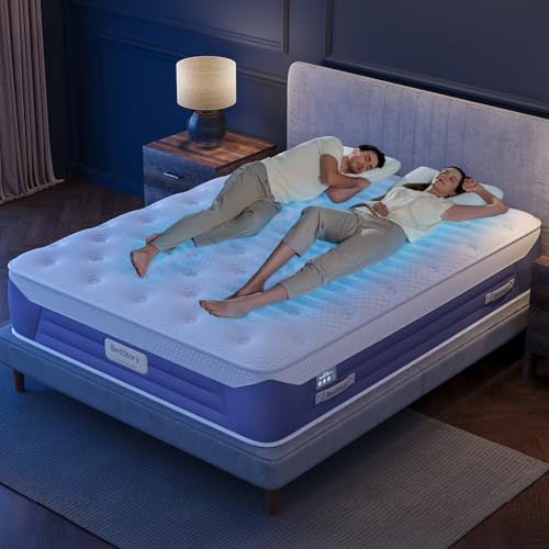 BedStory Queen Mattress, 14 inch Luxe Cooling Hybrid Mattress Plush Feel with Gel Memory Foam for Cool Luxury Sleep, 5-Zone Support for Pressure Relief, CertiPUR-US Certified, 365 Night Trial