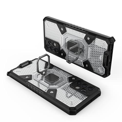Image of Thermoplastic Polyurethane Tough Armor Bumper Back Case Cover For Samsung Galaxy A32 5G|Ring Holder & Kickstand In-Built|360 Degree Protection Back Case Cover For Samsung Galaxy A32 5G (Black)