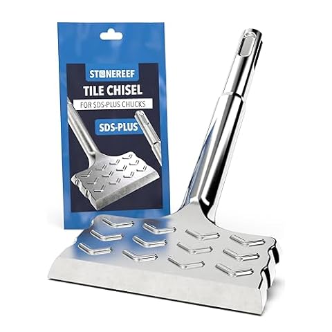 Dłuto do płytek SDS-Plus [165 x 75 mm] 28° odgięte szerokie dłuto do wiertarki pneumatycznej, dłuto do usuwania płytek i kleju do płytek, prace wyburzeniowe, szerokie dłuto, płaskie dłuto narzędzie