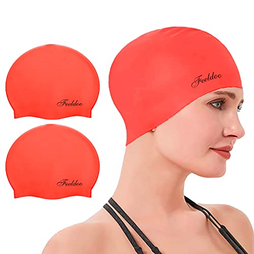 2 Piezas Gorro de Natación, Gorro de Piscina, 100% Silicona de Calidad Impermeable, +9 años, Colores Lisos, Protege el Pelo, Unisex, Muy Elástico, Ideal para Deportes Acuáticos, Talla Única Cover