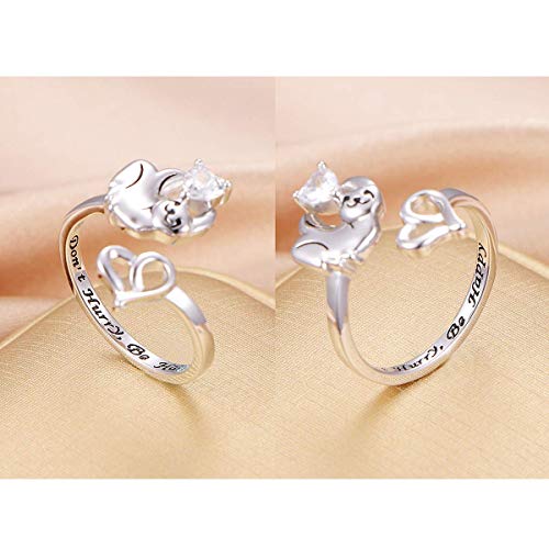 925 Sterling Silver Cute Animal Sloth Heart Ring and Necklace Set for Women Girls - Image 6