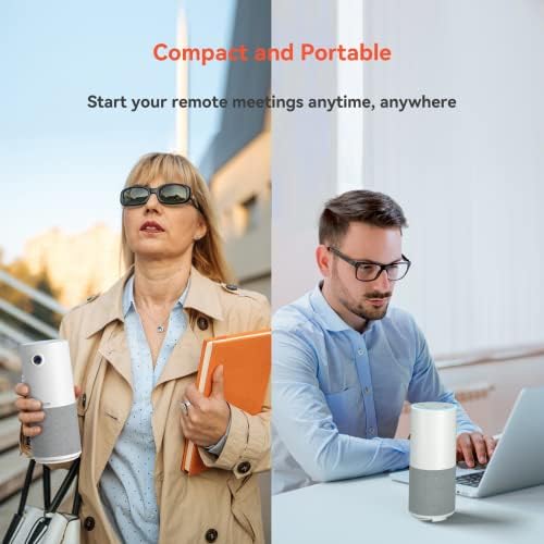 Nuroum C10 Conference Camera with Speaker&Microphone, Noise Reduction/10ft Voice Pickup/ 90°1080P Video Call, All-in-one Conference Webcam USB Plug&Play for PC, Portable Speakerphone for Zoom/Teams