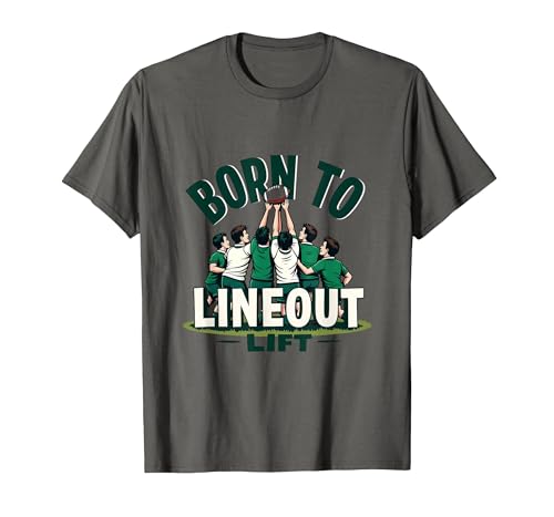 Born to Lineout Lift Rugby T-Shirt Men Large Asphalt Grey