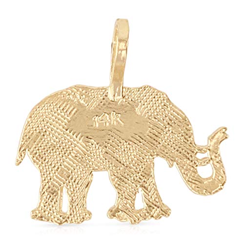 Ioka - 14K Yellow Gold Elephant Charm Tiny Pendant For Necklace or Chain3