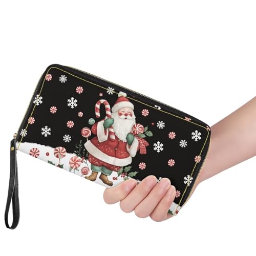 Image of Bulopur Christmas Wallet for Women Rfid Blocking Zip Around Wristlet Wallet for Ladies PU Leather Waterproof Travel Wallet Passport Holder Ladies Handbags Gifts for Her, Santa Claus