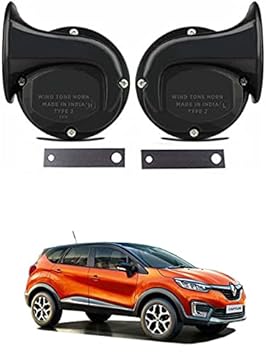 RKPSP Universal Windtone Jalwa Horn (2 and 4 Wheelers), Black Color, Heavy Plastic Body, Set of 2, 12V Voltage for Capture Universal for All Models
