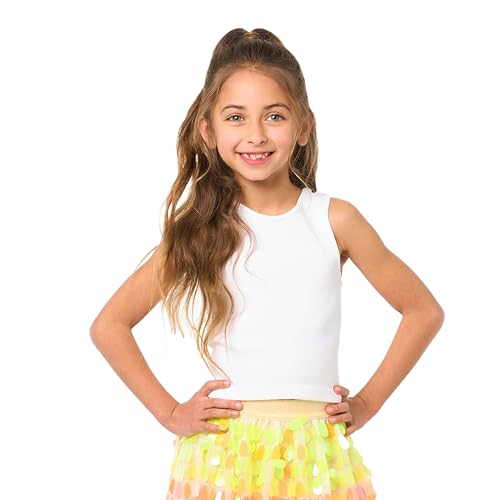 Little Girls Crop Tank Tops Basic Ribbed Sleeveless Fun Top Summer Exercise Yoga Gym Shirts Fits Ages 4-62