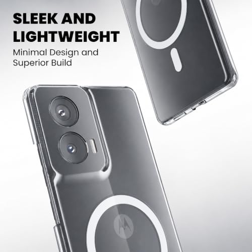 Image of DIZORO Crystal Clear Magnetic Compatible with Motorola Moto Edge 50 Fusion Back Cover case with Anti-Yellow (Compatible with Magsafe) Anti-Scratch | Shockproof Transparent Cover