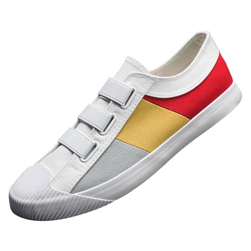Zapatillas de deporte para hombre planas, punta redonda, zapatos de deporte, de lona, patchwork de moda, transpirables, sin cordones, zapatillas ligeras, cómodas, zapatillas de skate al aire libre