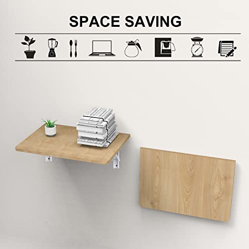 Image of YUMORE Folding Shelf Brackets, 16 Inch Heavy Duty L Bracket, White, 2 Pack | High-Quality Metal, Easy to Install, DIY Collapsible Shelf Bracket for Workbench Folding Table Hinge, Max Load: 330lb