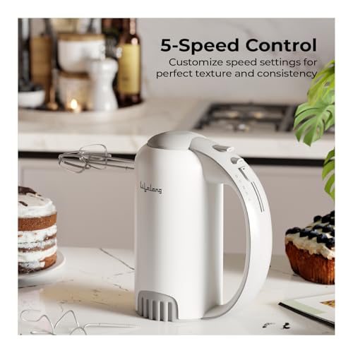 Image of Lifelong 450W Hand Mixer with Beaters & Dough Hooks | 5-Speed Control with Turbo Boost | Low Noise 100% Copper DC Motor | Large Eject Button | Electric Beater for Cake, Dough, Cream & More