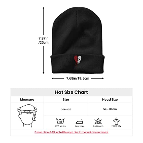 Image of Embroidery Goth Beanie Knit Hats for Men & Women, Embroidery Winter Hats Skull Cap