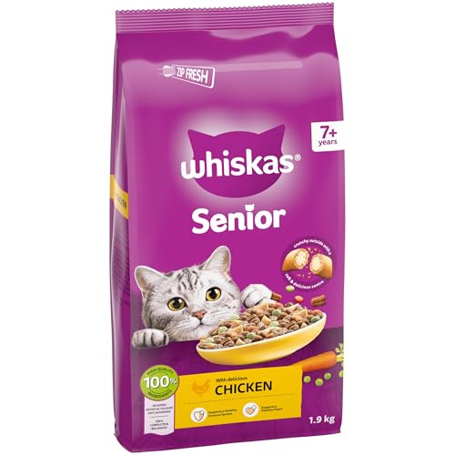 WHISKAS Senior Dry Cat Food 1.9kg with Chicken (Pack of 4) - Image 3