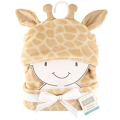 Image of Hudson Baby Unisex Baby and Toddler Hooded Animal Face Plush Blanket, Giraffe, One Size