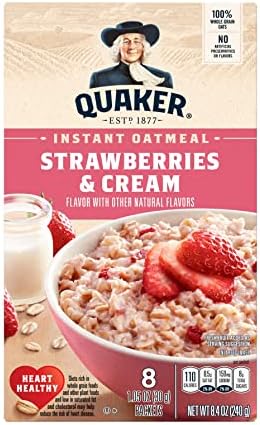 Quaker Instant Oatmeal, Strawberries & Cream, 8.4 Oz
