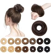 SEGO Human Hair Messy Bun Hair Piece Dark Brown Real Human Hair Scrunchies Natural Wavy Smoothed ...