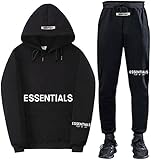 RobinEllis Fear of GOD Double Line Essentials Letter Print Hooded Sweatshirt Set for Men and Women