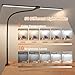 ShineTech Led Desk Lamp for Office Home, Bright Double Head Desk Light with Clamp, Architect Task Lamp 50 Lighting Modes Adjustable Flexible Lamp