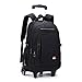 VIDOSCLA Black Kids Boys Rolling Backpack Teens Carry-on Luggage with Wheels Trolly BookBag for School-6 Wheels