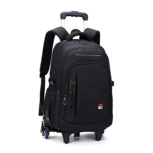 Mochila infantil preta com rodinhas para meninos e adolescentes com rodinhas Mochila escolar - 2 rodas, Preto - 6 rodas, Rolling backpack with 6 Wheels