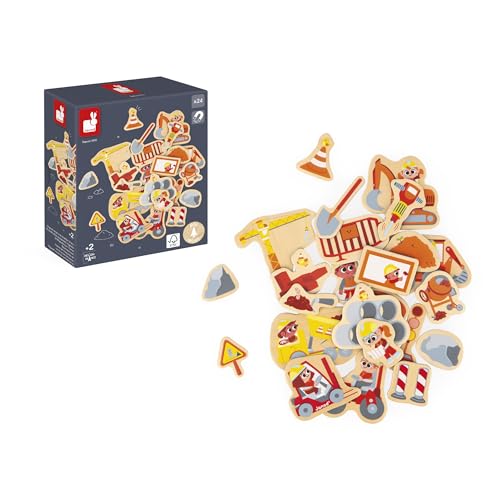 Janod, 24 Magnetic Wooden Magnets, Building Site Theme, Building Site Equipment, Wooden Toy, Ideal for chalkboard or fridge - Image 4