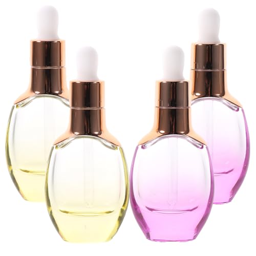 Gogogmee Convenient Glass Oil Dropper Bottles Set of 4 Sub Bottles for Essential Oils Aromatherapy and Medicine Random