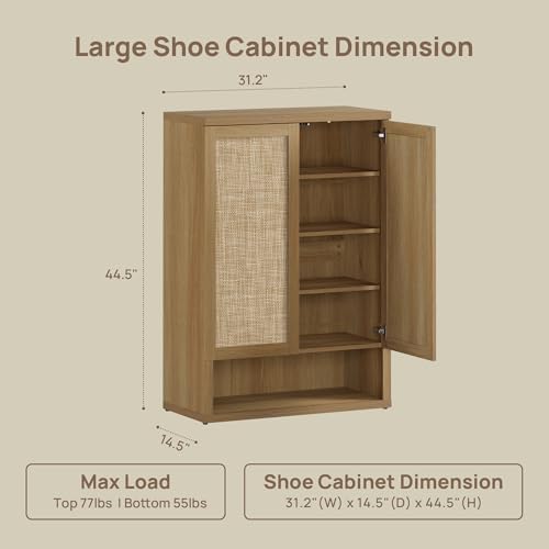 SICOTAS 65.6" Wide Rattan Shoe Storage Cabinet for Entryway with Doors - 1