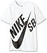 Nike T Shirt Junior Skateboarding Tee Logo Crew Neck Short Sleeve Top Cotton T Shirt New (M 10/12 Years, White)