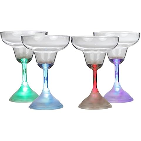 LilysHome LED Light Up Flashing Margarita Cocktail Glasses. Color Changing. Set of 4 Cover