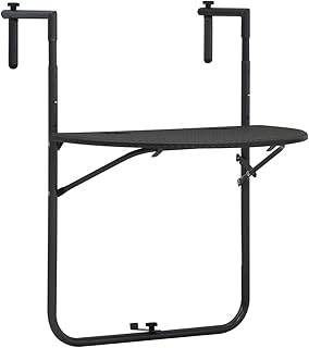 LLEZKBR Mesas de exterior para exteriores, mesa de balcón colgante, color marrón, 60 x 64 x 83,5 cm, aspecto de ratán de plástico