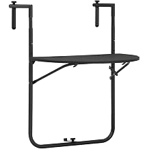 Brown Plastic and Steel Foldable Balcony Table with Adjustable Height and Modern Woven Design for Outdoor Use, Medium Size 23.6 by 15.6 Inch Surface, Durable and Stable
