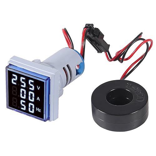 Image of Alinan 3 in 1 60-500V 0-100A AC Digital Ammeter Voltmeter, 22mm Square Digital Tube Screen with Transformer, LED Display Voltage Detector Current Tester Gauge(Blue)