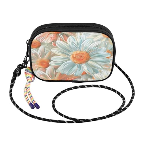 Women's Lightweight Crossbody Phone Purse with Adjustable Strap, Mini Nylon Wallet Bag for Essential Daily Carry, Hands-Free Travel Wallet for Cards Cash Keys, Daisy (3)
