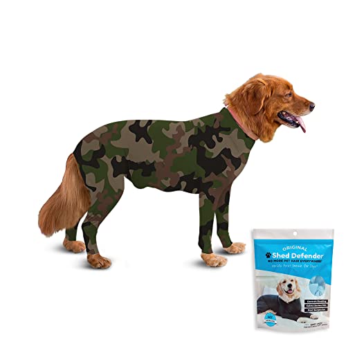 Image of Shed Defender Original Dog Onesie for Shedding Control - Seen on Shark Tank, Lightweight Breathable Dog Suit, Bodysuit for Dogs, Recovery Suit, Anxiety Relief, Full Coverage, Easy On /Off, Dog Jumpsuit