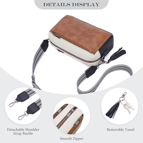 Image of Roulens Triple Zip Small Crossbody Bag for women,Wide Strap Cell Phone Purse Shoulder Handbag Wallet with Credit Card Slots | Triple Zip