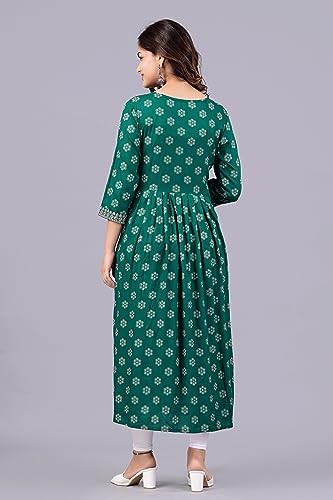 Image of NEW4U Women's Sequin Zari Embroidery Printed Naira Cut Kurti
