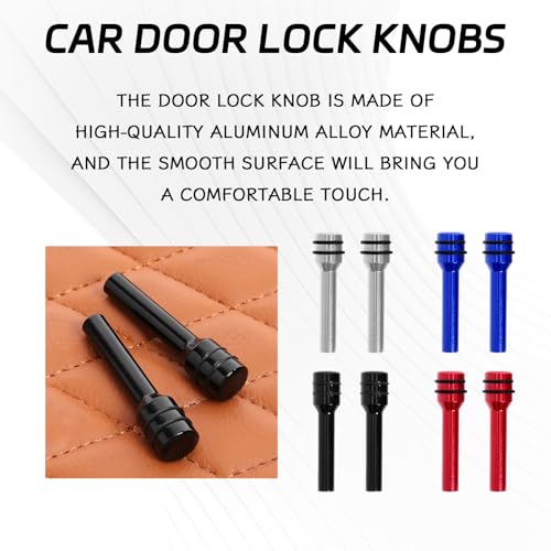 image for SWQS 4 PCS Car Door Lock Knobs, Aluminum Alloy Automotive Inner Door L