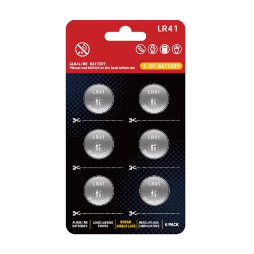 JUNINXIU LR41 Battery L736f Battery AG3 392 384 192 1.5v Premium Batteries Button Coin Cell Batteries5-Year Shelf Life(6 Count)