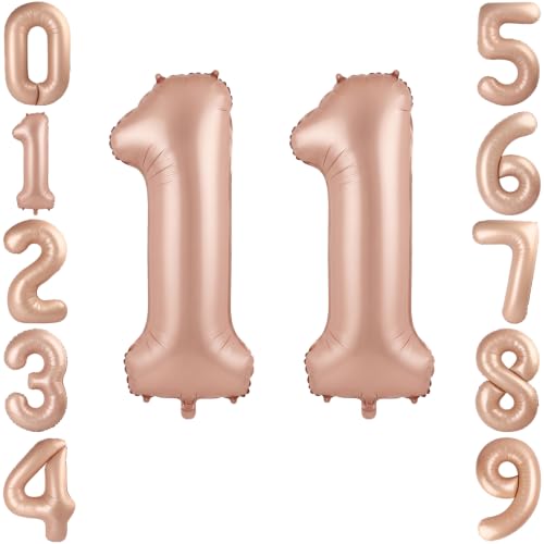 40 Inch Caramel Foil Number 11 Balloon for 11th Anniversary Birthday Decor