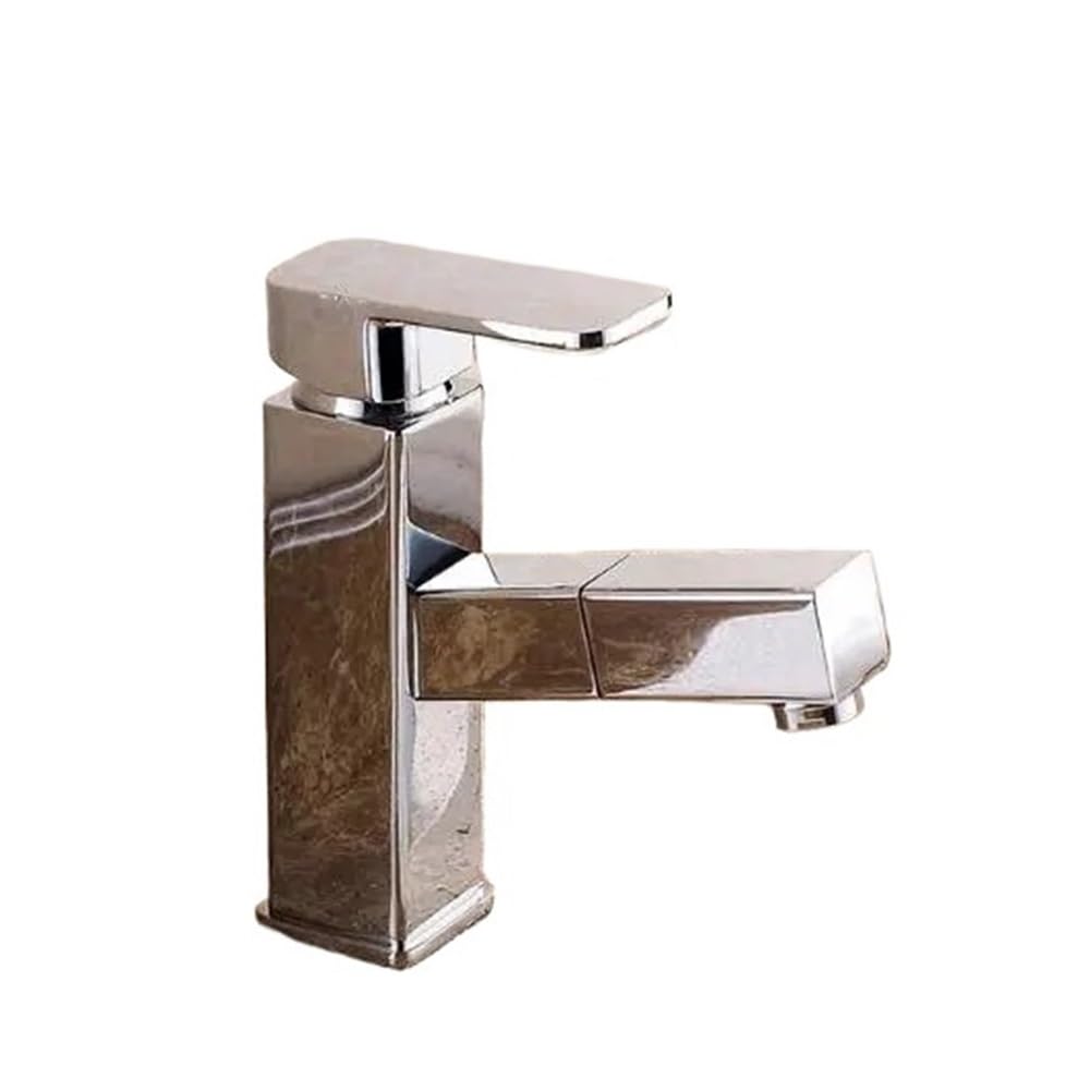 Robinet de lavabo extractible mitigeur extensible à trou unique pour vasque salle de bain