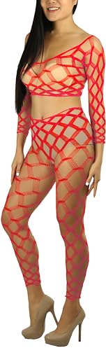 Image of ToBeInStyle Women's Spandex Multi Net Fishnet Set Rave Novelty Party Crop Top & Tights