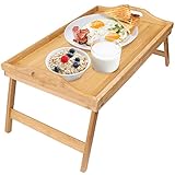 Bamboo Wooden Eco- Friend Foldable Breakfast Table, Laptop Desk, Bed Table, Serving Tray(Natural)